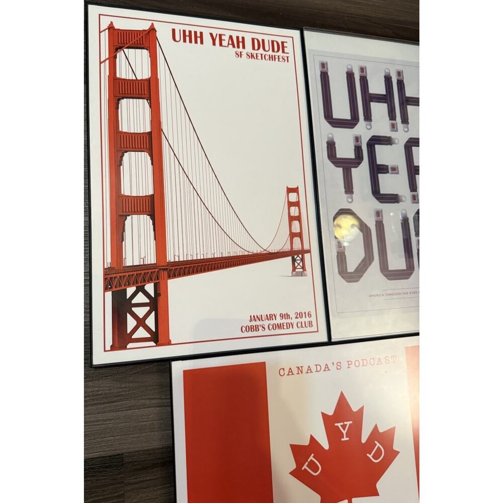 Rare Uhh Yeah Dude Podcast Posters Set 3 Framed 2016 SF Sketchfest Toronto UYD - Picture 3 of 14
